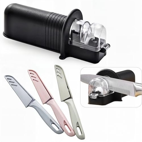 SUPER Afilador Cuchillos B&J® PREMIUM + Set De 3 Cuchillos De Cocina | Afila Cuchillos + 3x Juegos De Cuchillos De Cocina | Afilador De Cuchillos Profesional | Rolling Sharpener | Afiador Facas