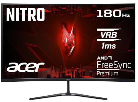 Acer Nitro ED320QR S3 Gaming Monitor 31,5 Zoll (80 cm Bildschirm) Full HD, 180Hz, 1ms(VRB), 2xHDMI 2.0, DP 1.4, Curved, DP/HDMI FreeSync Premium, Schwarz
