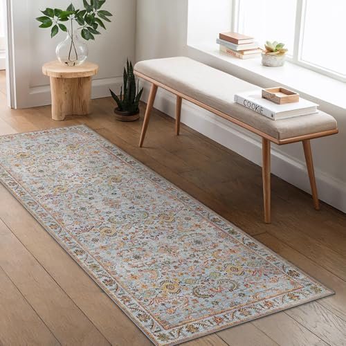 BEIMO 80X300CM Area Rugs for Bedroom, Vintage Boho YellowBrown Carpets for Living Room Non Slip Machine Washable Rug Short Low Pile Rug for Kitchen Dining, Hallway, Office