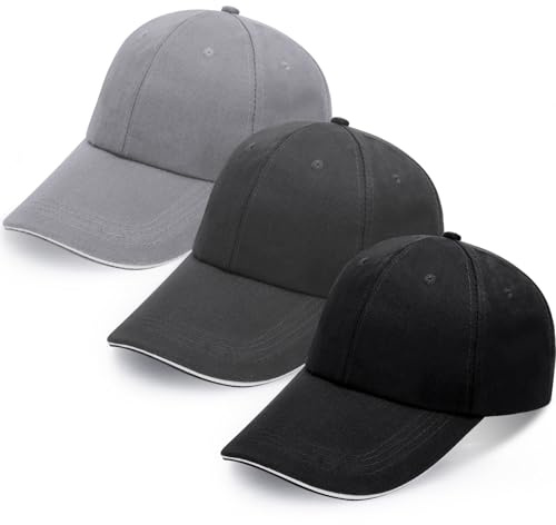 Halinuia 3 Stück Baseball Cap Herren Damen Baumwolle Baseballkappe Verstellbar Flexfit Mesh Kappe Für Sport Freizeit Outdoor