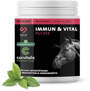 Peticare Immun & Vital Pulver für Pferde | Unterstützt Immunsystem & Zellschutz | Mit Ginseng, Echinacea & Polyphenolen | Natürliches Ergänzungsfutter | petHorse Health 4611