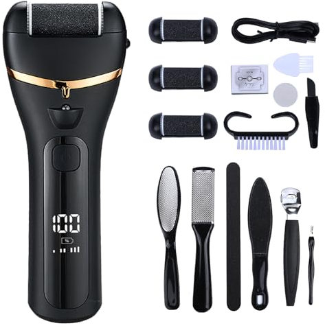 Hornhautentferner Elektrisch - Hornhaut Entfernen -Hornhaut Entfernen Fuß Elektrisch, IPX7 wasserdicht, 3 Geschwindigkeitsstufen Hornhauthobel Elektrisch füße für Hornhaut entfernen(Schwarz)