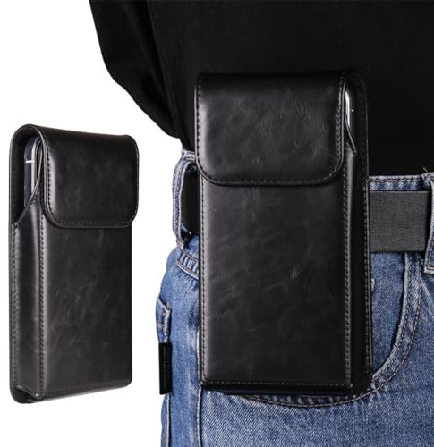 KEMUZ Custodia Per Cellulare Da Cintura Da Uomo, Fondina Per Cellulare In Vera Pelle,Custodia Per Cellulare Da Cintura Per Iphone 16 15 14 13 12 11 Pro, Samsung S24 S23 S22 S21 A55 A54