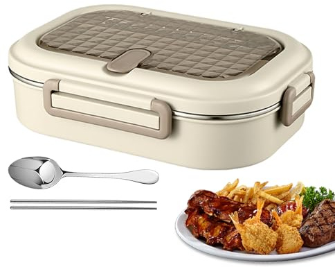 Ylnailky Contenitori Termici per Alimenti Caldi - Portapranzo Coibentato - Ciotola Termica Antiodore Antigoccia Adatta Microonde In Acciaio Inox Divisoria Con Cucchiaio E Bacchette Per Spiaggia