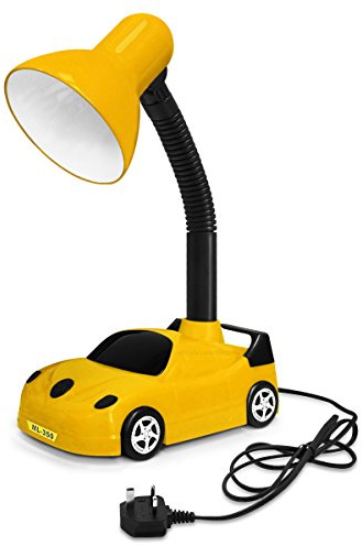 Racing Car Desk Lamp Flexible Yellow and Black with LED Golf Ball Bulb 4w