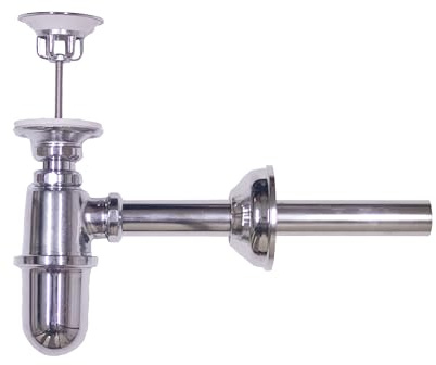 FONDERIA BONGIOVANNI | Sifone per Fontana da Giardino | Sifone in Ottone Cromato | con Piletta da 1 | per Fontana | Vasca Lavello | Scarico per Fontana