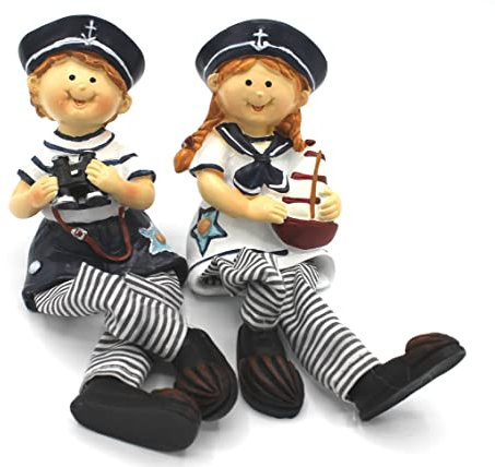 dekoundmeer 2er Set Kantenhocker Matrosen Kinder 14 cm (Blau)