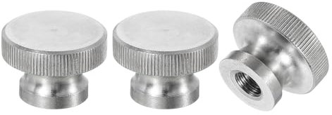 sourcing map Knurled Thumb Nuts, 3Pcs M8 x D24mm x H16mm Stainless Steel Round Knobs Fasteners Blind Hole Hand Screw Nut Silver for 3D Printer Parts, Machine Tools