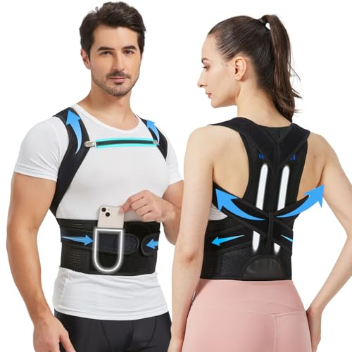 BraceTop Correcteur De Posture Pour Homme & Femme, Redresseur De Dos, V. Amél.Posture Correcteur Dos Réglable Pour Maintien Du Dos, Ceinture Dorsale Homme, Support Dorsal, Ceinture Lombaire Homme, S