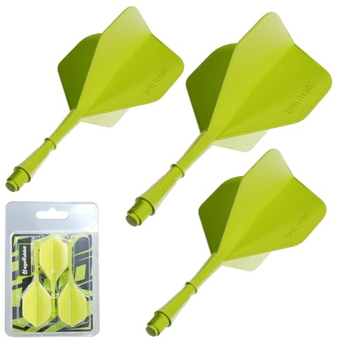 MageRabbit Ailettes de fléchettes avec tiges, ailettes et système de tige moulés de précision intégrés, lot de 3 ailettes et tiges combinées professionnelles et durables, vertes