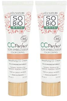 LÉA NATURE SO Bio Étic | CC Creme Color Control zertifiziert Bio – Perfect | Klar | Verschönerungspflege | gegen Rötungen, gegen Müdigkeit | Centella asiatica Bio | Vegan | Made in France | 2 x 30 ml