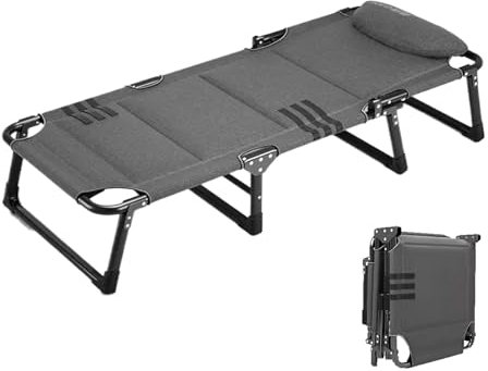 Adult folding bed,Portable Folding Bed with Mattress, High Resilience Sponge Good Load Bearing Four Levels Adjustable, Camping Cot, for Home Office Nap Travel(190 * 68CM)