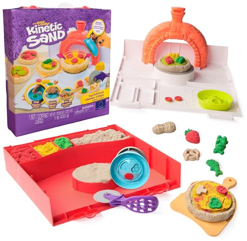 Kinetic Sand Squish Pizza Set - mit 453 g original kinetischem Sand aus Schweden, erfüllt alle gesetzlichen Anforderungen, mit 6 Zubehörteilen für kreatives Rollenspiel, für Kinder ab 5 Jahren