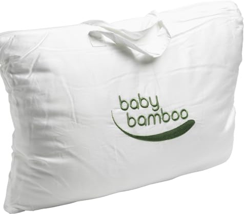 Paragon Microfibre Bamboo Baby Pillow – Soft & Supportive First Pillow for Babies 57x35 cm – Hypoallergenic, Temperature-Regulating, Moisture-Wicking – Fits Standard Cot Beds