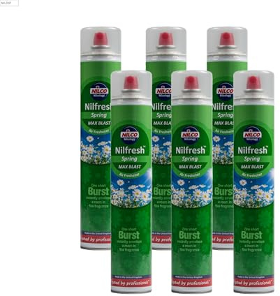 Nilco Power Fresh Spring Bouquet Air Freshener 6-Pack 750ml Aerosol Odour Eliminator – Long-Lasting Waterless Spray for Hotels, Offices & Large Areas High-Discharge Fragrance for Industrial Use