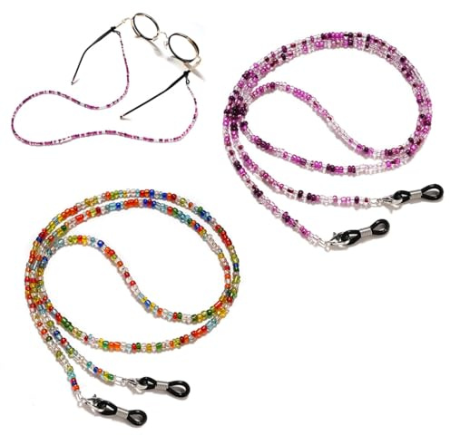 PYEUIFT 2 Pezzi Catenella Occhiali Donna, Cordino per Occhiali Donna, Perline Colorate Catenella, Anti-Scivolo, Occhiali da Sole Catenella, Occhiali da Lettura Catenella, Elegante, Accessori Occhiali