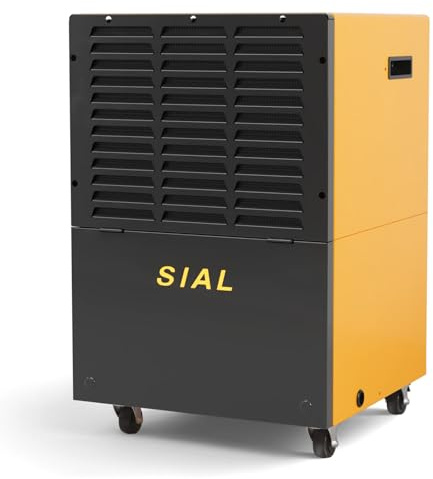 SIAL Deshumidificador Industrial y Comercial 80L/Día para Grandes Espacios | Secador de Construcción Gran Potencia para Sótano, Garaje y Almacén, Elimina Moho y Humedad Persistente, Portátil con Ruedas