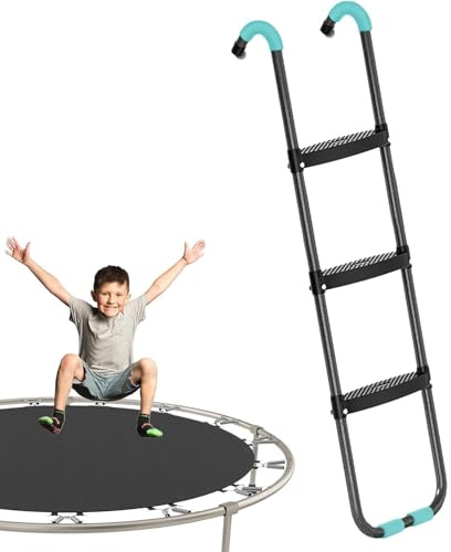 Generisch Scaletta per trampolino elastico, robusto trampolino di supporto di sicurezza, 2 gradini/3 gradini larghi con gradini di larghezza orizzontali, robusta scala in acciaio (nero)