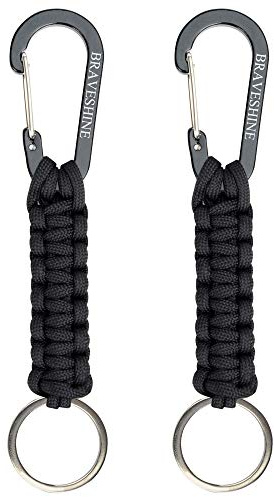 BRAVESHINE Keychain with Snap Hook Carabiner Clips, Paracord Keychain Carabiner Clips with Locking D Ring Hooks Hangers, Heavy Duty Lanyard Key Chain for Car Keys, Backpack, Tools, Men, Women