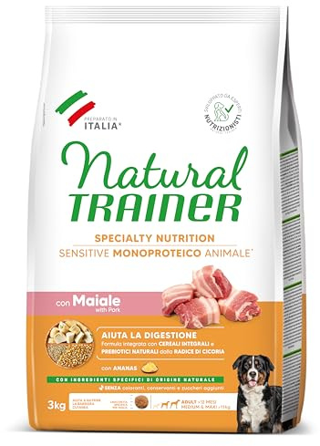 Trainer Sensitive No Gluten Cibo Per Cani Adulti Con Maiale, 3 Kg