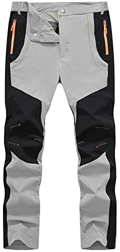 TBMPOY Men's Hiking Work Cargo Pants Lightweight Waterproof Quick Dry Outdoor Mountain Pant Fishing Camping Light Gray 36
