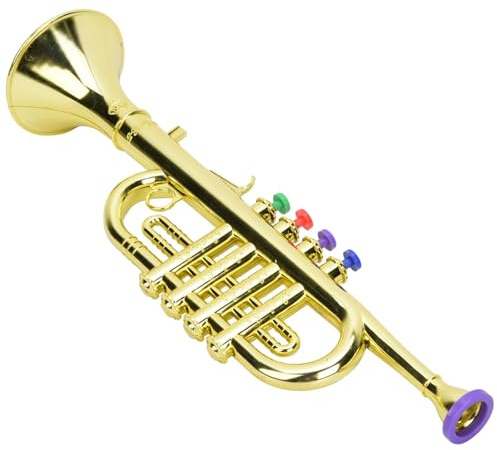 Bnineteenteam Enfants Trompette Jouet Doré Enduit Trompette Instruments Enfants Musique Préscolaire Jouet Instrument à Vent Pas de Voix Trompette Enfants