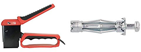 Molly - M71921-XJ Kit de pince + 40 chevilles métalliques à expansion et Pince, Roug et Noir & M18006-XJ Chevilles métalliques à expansion avec vis 43mm / M6 Ø 6 x 34mm, Gris, Set de 10 Pièces