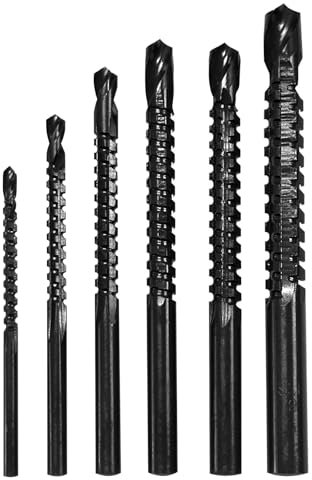 JONMON 6 Pack Titanium Nitride Coated HSS Twist Drill Bits, 3-8mm Serrated Drill Bit for Drilling Reaming Grooving Wood Plastic Thin Metal