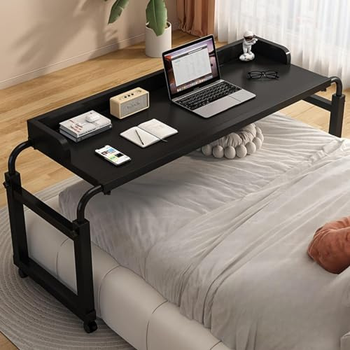 RCJCQSR Mesa De Sobrecama con Ruedas, Escritorio sobre La Cama para Computadora Portátil, King Queen (Color: Negro)
