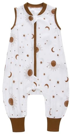 amo nenes Baby Schlafsack mit Füßen 0.5 Tog, Musselin Schlafsack, Kinder Sommerschlafsack für Jungen und Mädchen, Länge 84 cm, 24-36 Monate (Stern)