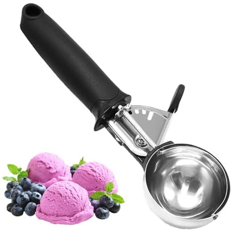 Ice Cream Scoop Stainless Steel - Ergonomic Non-Slip Handle, Ideal for Gelato, Frozen Yogurt, and Hard Ice Cream - Durable and Easy to Clean