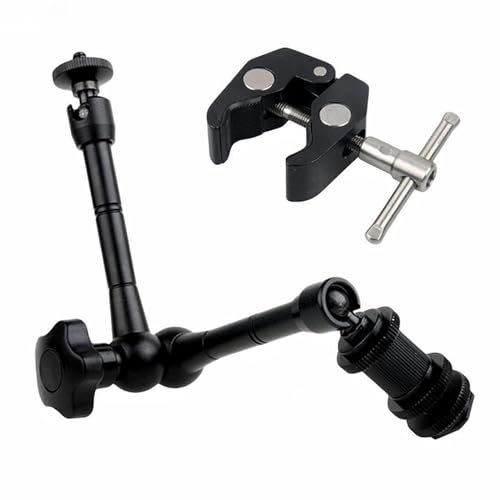 Magic Arm Verbesserte 11 Zoll mit 1/4-Zoll Super-Klemme und 3/8-Zoll-Gewinden, Gelenkarm-Klemme, Reibungs-Power-Arm-Krabbenschraubensatz für DSLR, GoPro, Monitor LED Licht, Stativklemme