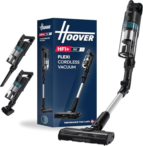 Hoover HF1 Plus Akku-Staubsauger kabellos mit flexiblem Knickrohr, Mini-Turbodüse für Tierhaare, Anti-Haarverwicklung, Parkfunktion & LED-Licht, HEPA-Filter, ideal für Allergiker, 45 Min. Laufzeit