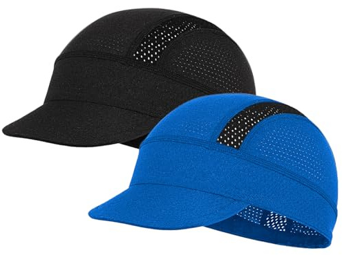 ROCK TAKIN Cooling Skull Cap Helmet Liner, Sweat Wicking Cycling Cap Under Helmet Breathable Mesh Bike Hat Motorcycle Bicycle Liner for Men Women - 2PCS