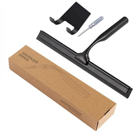Sitbfoam Tergivetro per Doccia, 25.5cm Pulisci Vetro Doccia Acciaio Inox con Gancio, Tergivetro Doccia Tergicristallo Doccia, tergidoccia per Finestre, Specchi, Bagno, Incl. 1 Labbro e 1 Gancio
