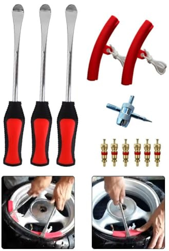 Kalokairi Set di attrezzi per la riparazione di pneumatici di moto, kit di 3 leve per pneumatici con manico in gomma antiscivolo per moto, scooter, sedia a rotelle e pneumatici per piccoli macchinari