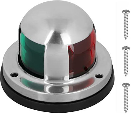 Linkstyle 12v Marine LED Boot Navigationslichter wasserdichte Marine Navigationslampe Marine Boot Bug Lichter mit roter und grüner LED für Bootsponton Yacht Skeeter [Edelstahlschale]
