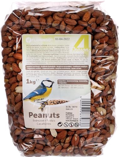 Flamingo Nourriture pour Oiseaux Sauvages – qualité Premium – Cacahuètes décortiquées – énergétiques – 1kg