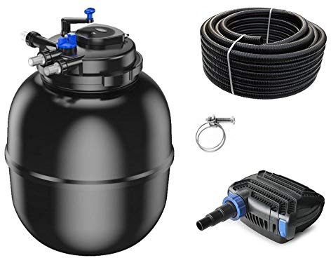 AquaOne - Set di filtri per laghetto n. 28 CPF 75000, filtro a pressione 80 W, pompa per laghetto, fino a 100.000 l, lampada UV