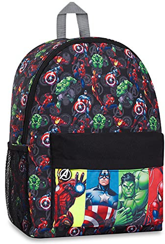 Marvel Spiderman Sac a Dos Enfant Ado Avengers Cartables Scolaires Sac Voyage Enfant Sorties Sportives Cadeau Garcon (Noir Avengers)