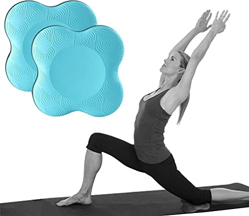 Yogakudde, 2 st bekväm knästödsdyna för yoga, halkfri yogamatta, knäskydd, pilates, träning, sport, balanskuddar för att skydda knän, fotled, armbåge, handled och hand (blå)