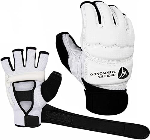 MMA Handschuhe Männer Kinder Damen Boxhandschuhe Gloves Punchinghandschuhe mit Bandagen Professional Boxen Training Sandsack Boxsack Taekwondo Muay Thai Boxing Sparring Kampfsport (Weiß, S)