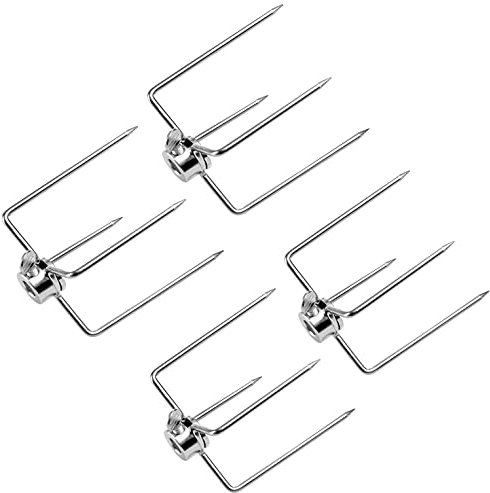 Froadp Pinza per spiedo girevole in acciaio inox, per carne, spiedini, spiedi per carne, spiedini, accessori per barbecue (4 pezzi)