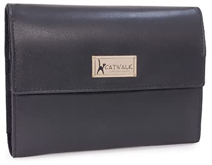 Catwalk Collection Handbags - Rotolo Portagioie in Pelle e Camoscio - Custodia Gioielli da Viaggio - Media/Grande - Confezione Regalo - Chanelle Nero