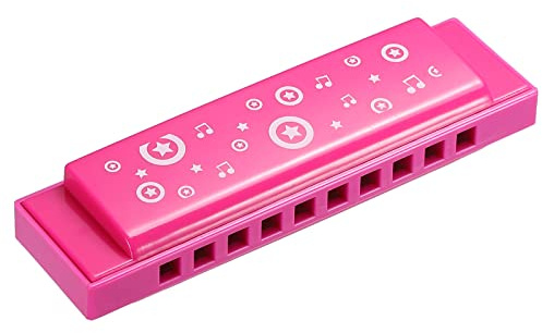 PATIKIL Translúcido Armónica Surtido Colores 10 Agujeros Rosa ABS Arpa Boca para Educativo Musical Instrumentos Principiantes Adultos Profesionales
