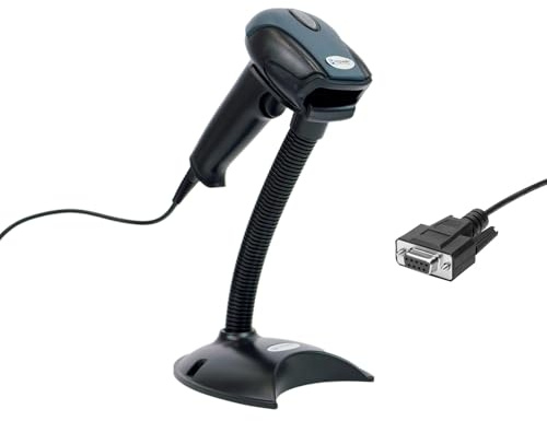 Automatisches Barcode-Lesegerät mit RS232 Kabel, Barcodescanner zum Lesen von Strichcode mit verstellbarem Standfuß, Schnelles Strichcode-Lesegerät, 1D Code, HDWR HD29A