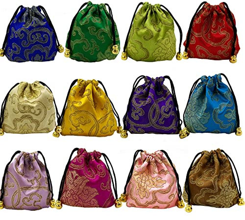 DUGYIRS 24 Pezzi Borsa per Gioielli con Coulisse Ricamo Sacchetto Regalo Piccolo