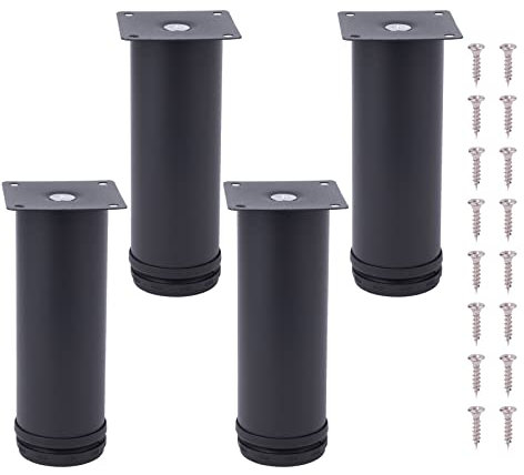 NAKUPENDA 4 Stück Möbelfüße Metall Verstellbar Möbelfüße Edelstahl Tischbeine Schrankfüße Möbel Füße für Schreibtisch Sofa Schrank (15cm Höhe,Schwarz)