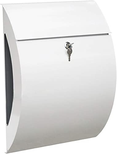 UNISTRENGH Caja de letras de pared con compartimento para periódicos integrado, gran diario de correos, conjunto de cajas de cartas, con 2 llaves (blanco)