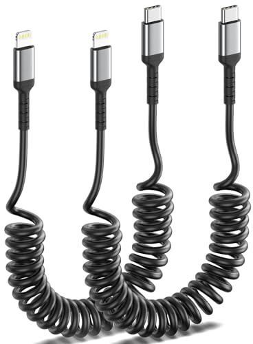 ULIFTUS Coiled USB C to Lightning Cable, 0.3-1M, 2 Pack | Data Sync, MFi Certified, Power Delivery, Fast Charging, Apple Carplay Cord for iPhone14/13/12 /11/Xs/XR/iPad/AirPods